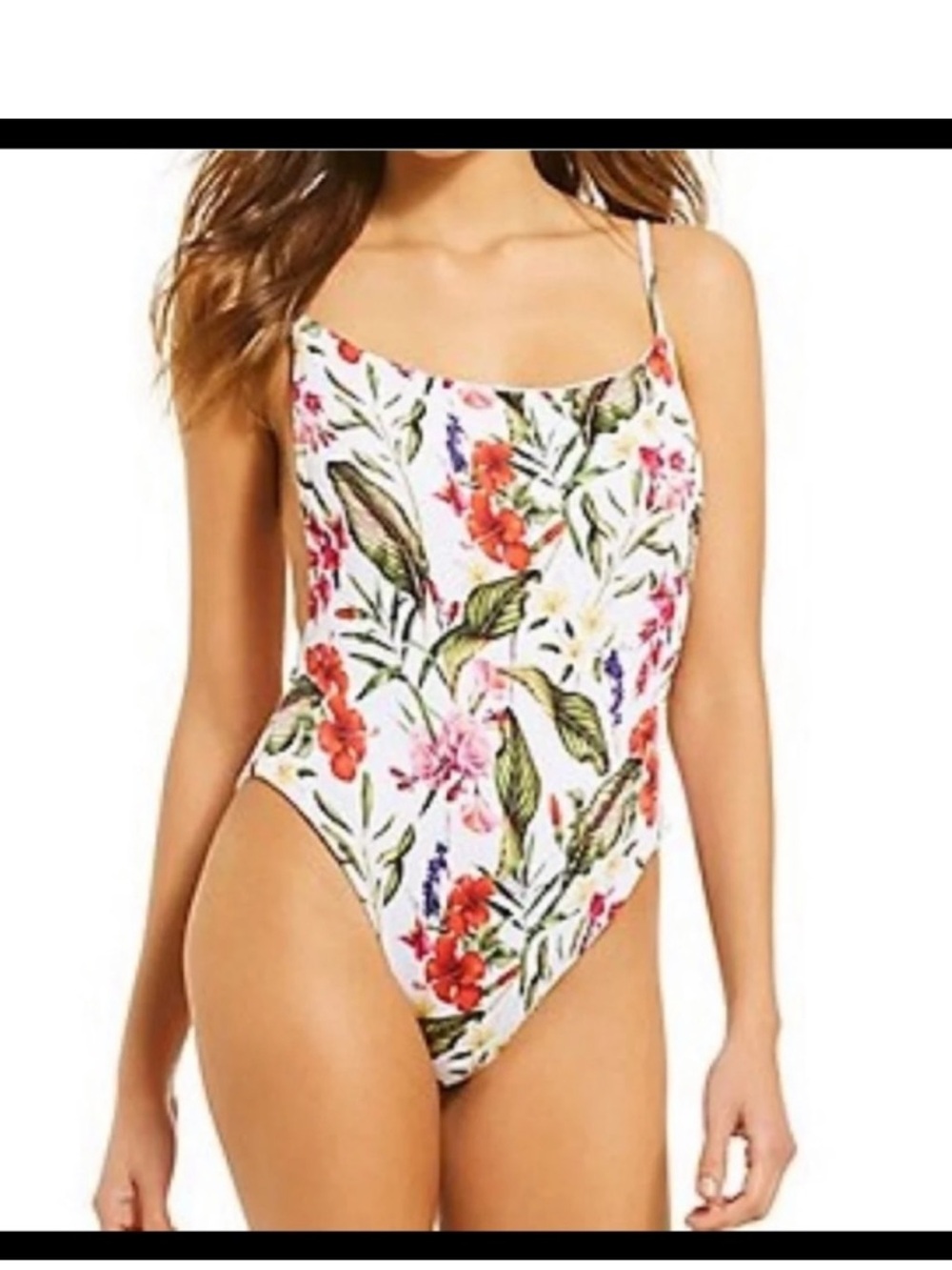 Gianni Bini White textured fabric One-Piece Swimsuit with Floral Print